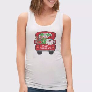 Merry Christmas Red Trees Truck Gym Christmas Tank Top