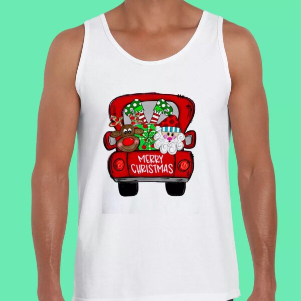Merry Christmas Red Trees Truck Gym Christmas Tank Top