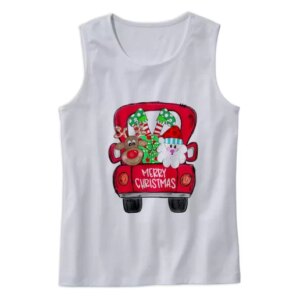 Merry Christmas Red Trees Truck Gym Christmas Tank Top 4