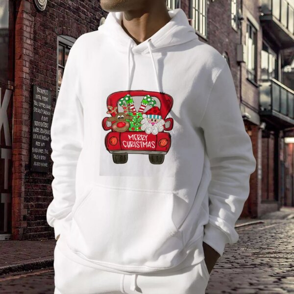 Merry Christmas Red Trees Truck Ugly Christmas Hoodie