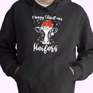 Mooey Christmas Heifers Santa Xmas Lights Cow Hoodie Xmas Outfits