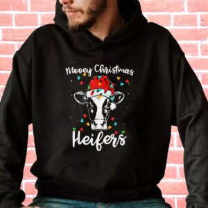 Mooey Christmas Heifers Santa Xmas Lights Cow Hoodie Xmas Outfits