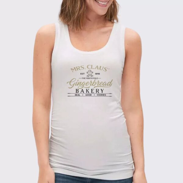 Mrs Claus Gingerbread Bakery Gym Christmas Tank Top