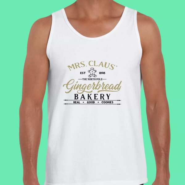 Mrs Claus Gingerbread Bakery Gym Christmas Tank Top