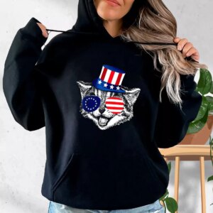 Patriotic Funny Cat Betsy Ross American Flag Old Hoodie Veterans Day