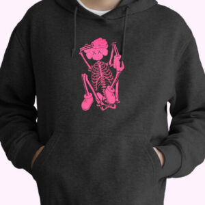 Rare Kaws Skeleton New Fiction Pink Hoodie Design