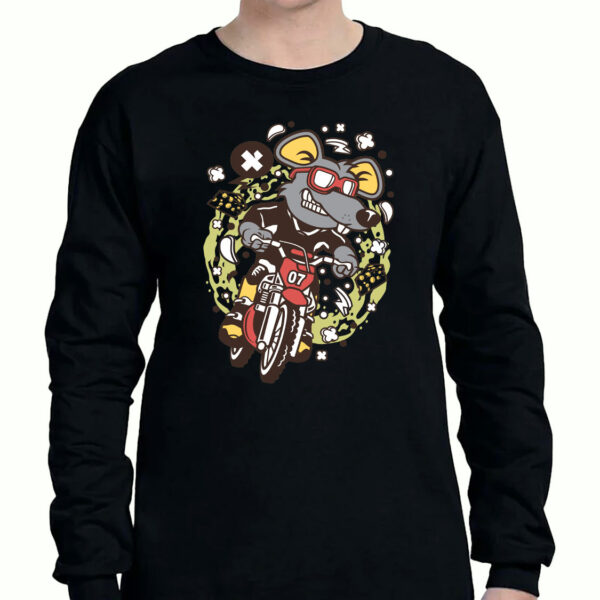 Rat Motocross Rider Funny Long Sleeve T shirt