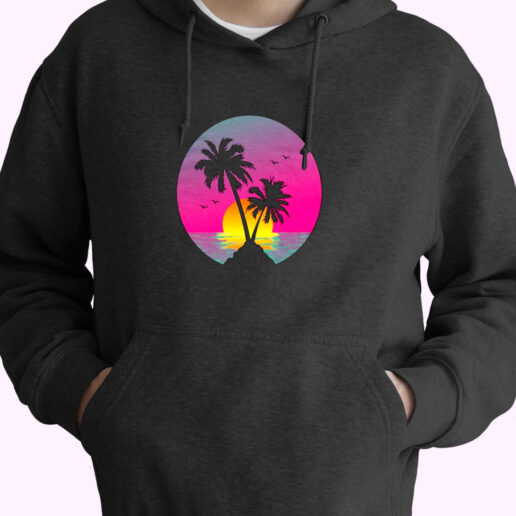 Retro 80s Aesthetic Sunset In A Circle Essential Hoodie Retro 80s Aesthetic Sunset In A Circle Essential Hoodie