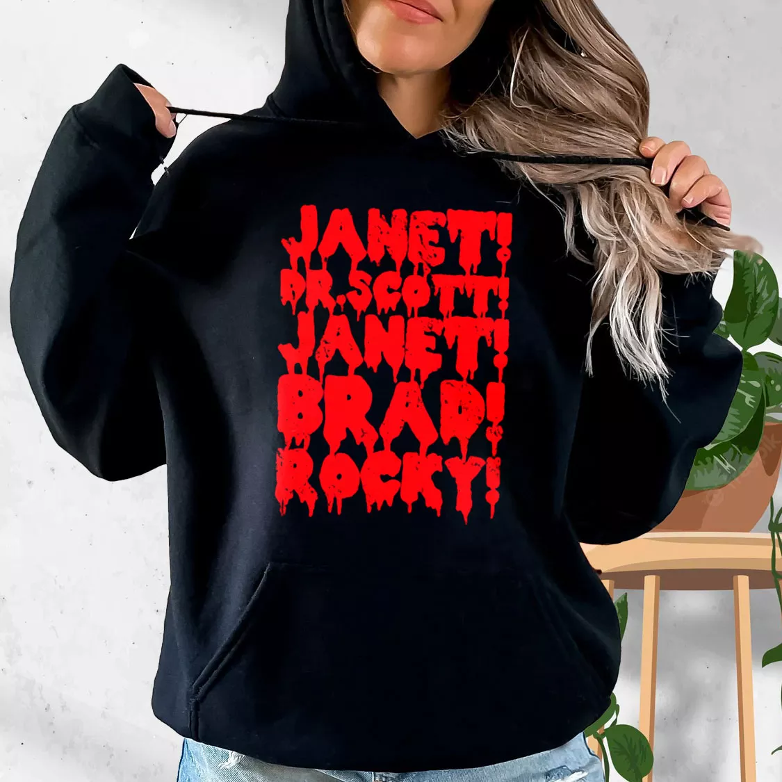 Rocky Horror Janet Dr Scott Janet Brad Rocky Fashionable Hoodie Rocky Horror Janet Dr Scott Janet Brad Rocky Fashionable Hoodie