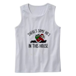 Santa There Is Some Hos In This House Gym Christmas Tank Top 4
