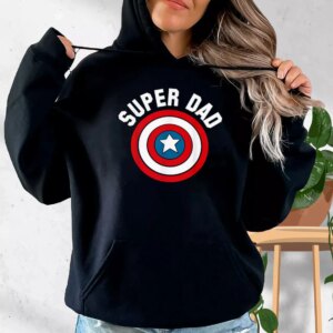 Super Dad Captain America Shield Hoodie Father Day Gift
