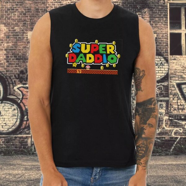 Super Daddio Mario Style Dad Gym Tank Top