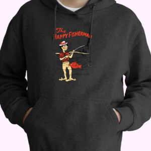 The Happy Fisherman Funny Joke 70s Basic Hoodie