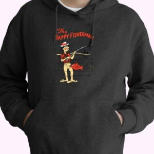 The Happy Fisherman Funny Joke 70s Basic Hoodie