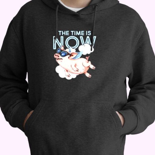 The Time Is Now Flying Pig Essential Hoodie The Time Is Now Flying Pig Essential Hoodie