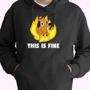 This Is Fine Dog Internet 70s Basic Hoodie