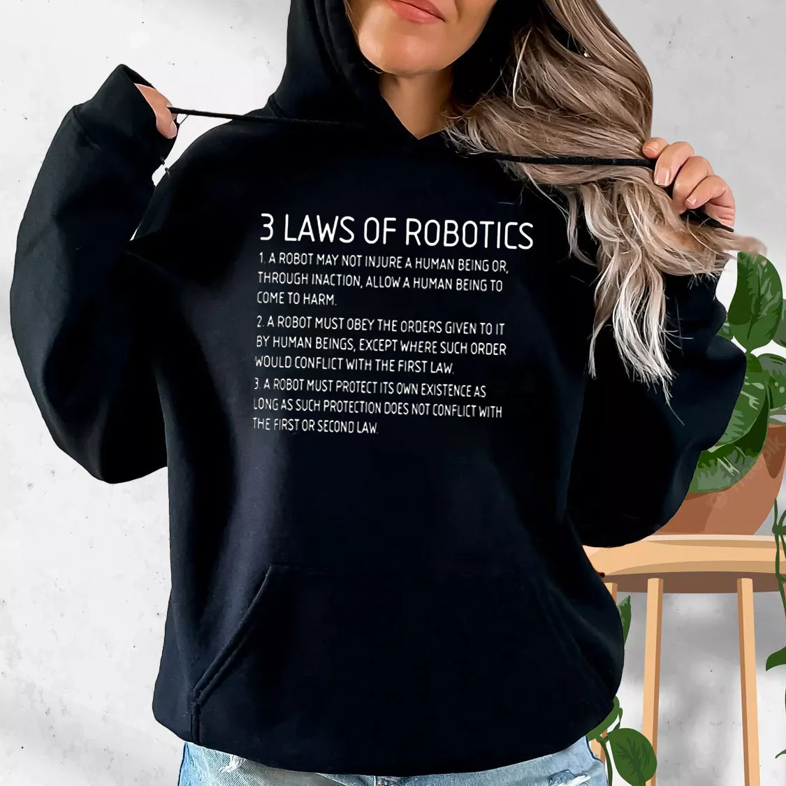 Three Laws Of Robotics Fashionable Hoodie Three Laws Of Robotics Fashionable Hoodie