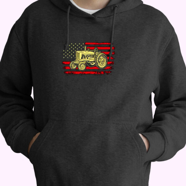 Tractor American Flag Farming Vehicles Cars Essential Hoodie