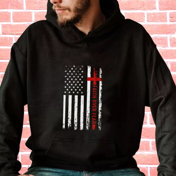 USA Patriotic Faith Over Fear Old Hoodie Veterans Day