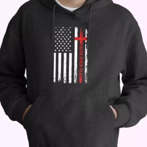 USA Patriotic Faith Over Fear Old Hoodie Veterans Day 4