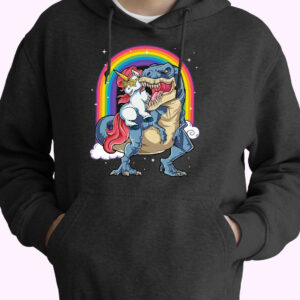 Unicorn Riding T Rex Cute Hoodie