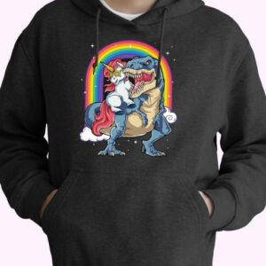 Unicorn Riding T Rex Cute Hoodie
