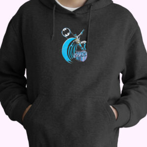 Vintage 1988 Batman Gotham City Bat Signal Black Hoodie Design