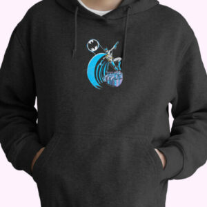 Vintage 1988 Batman Gotham City Bat Signal Black Hoodie Design