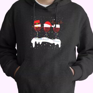 X Mas Santa Wine Glass Hoodie Xmas Outfits