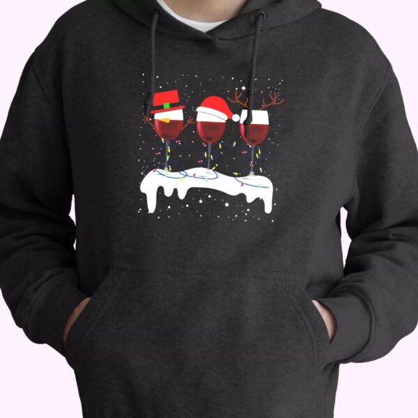 X Mas Santa Wine Glass Hoodie Xmas Outfits