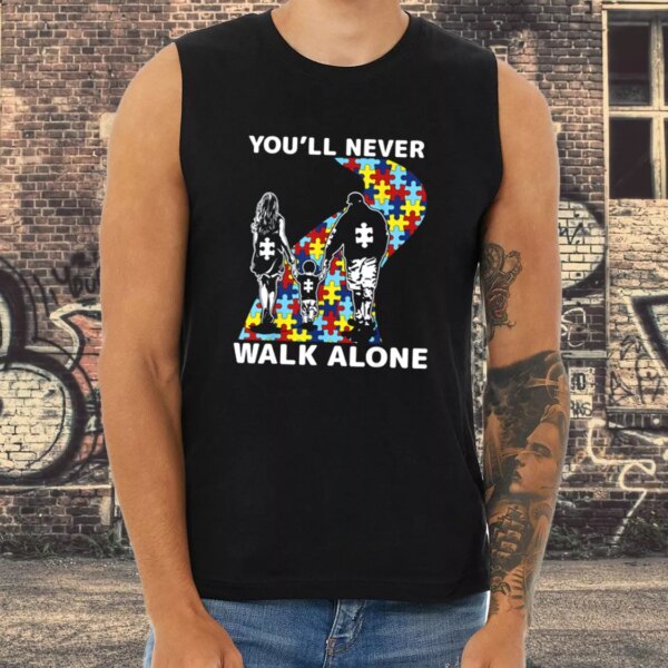 You’ll Never Walk Alone Autism Awareness Dad Gym Tank Top