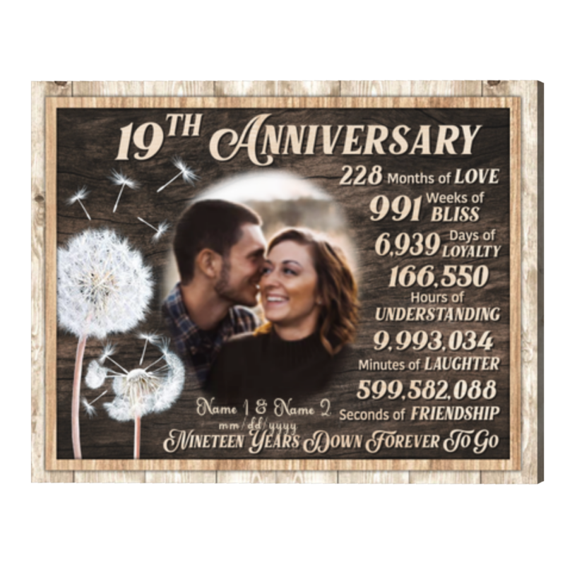 19 Year Anniversary Gift Personalized Photo Print, 19th Wedding Anniversary Gift, Down Forever To Go 19 Year Anniversary Gift Personalized Photo Print, 19th Wedding Anniversary Gift, Down Forever To Go