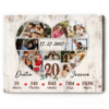 20th Anniversary Photo Collage Gift For Couples, Personalized 20th Anniversary Heart Photo Collage Canvas Print – Best Personalized Gifts For Everyone