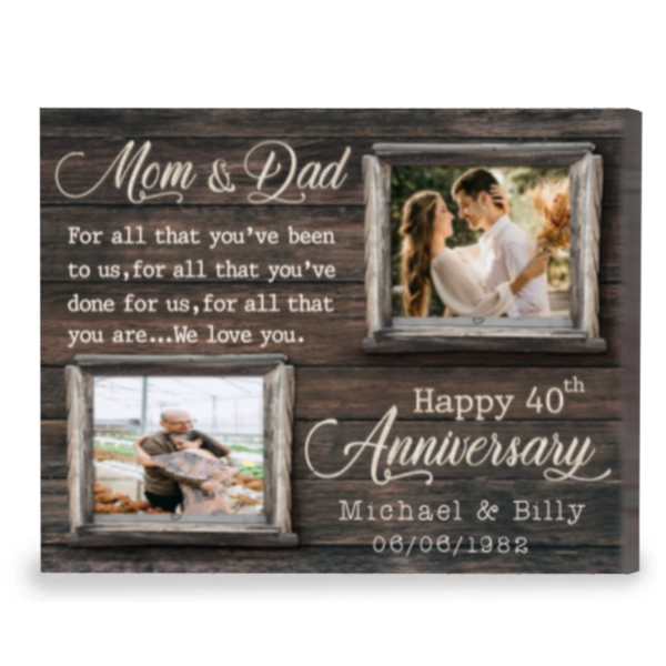 40th Anniversary Gift For Parents, Personalized Then And Now 40th Anniversary Gift, Mom And Dad We Love You – Best Personalized Gifts For Everyone