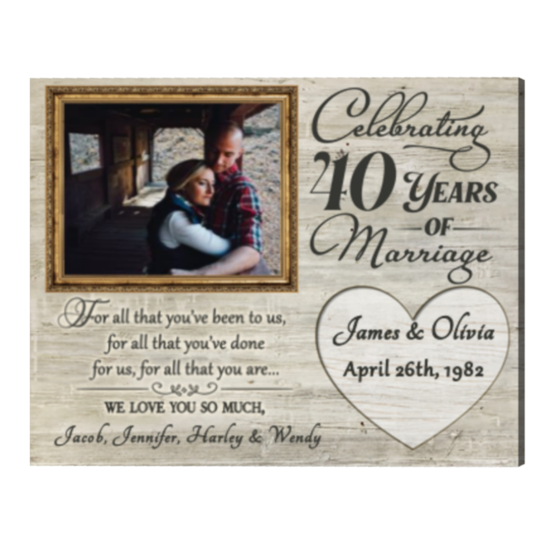 40th Anniversary Gifts For Parents 40 Years Anniversary Gift, For All That You Have Been To Us Anniversary Photo Frame