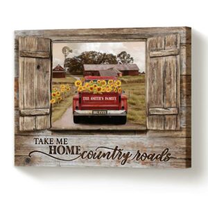 Autumn Farmhouse Decor Take Me Home Country Roads Custom Sign, Fall Season Decor, Vintage Truck Home Decor