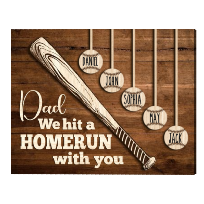 Baseball Sign With Names, Dad Baseball Sign From Kids, Baseball Father's Day Gifts, We Hit A Home Run Print Baseball Sign With Names, Dad Baseball Sign From Kids, Baseball Father's Day Gifts, We Hit A Home Run Print