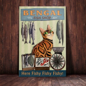 Bengal Cat Fish Shop Canvas