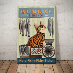 Bengal Cat Fish Shop Canvas