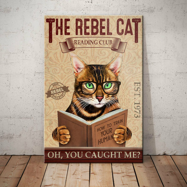 Bengal Cat Reading Club Canvas
