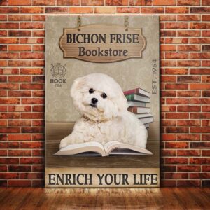 Bichon Frise Bookstore Company Canvas