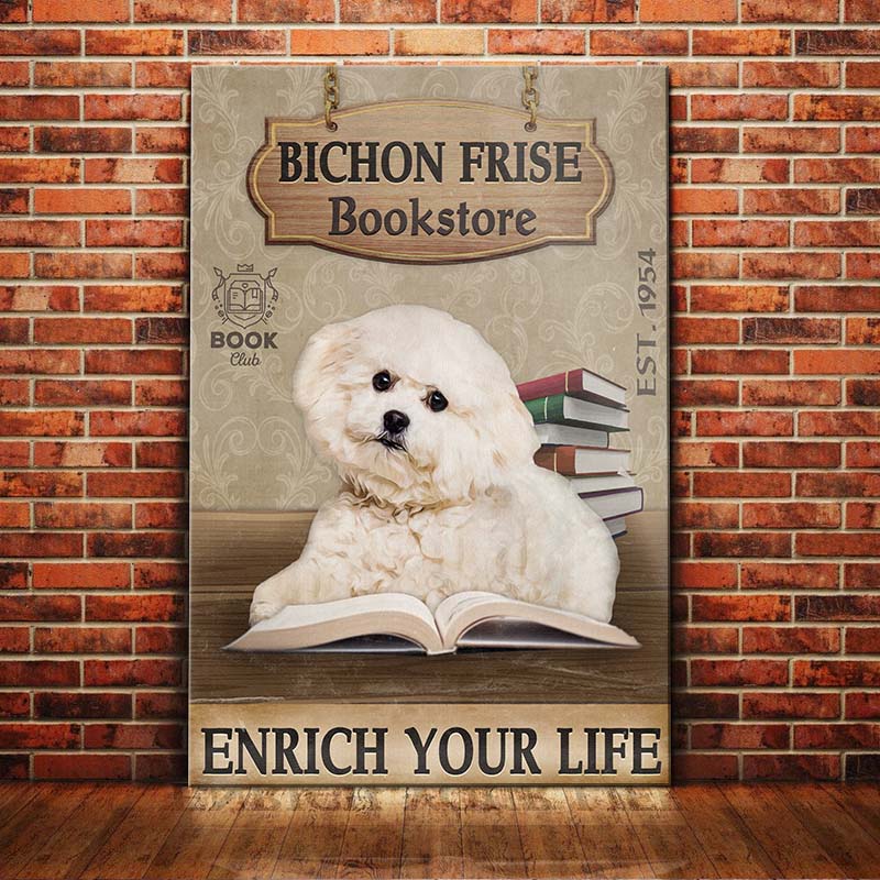 Bichon Frise Bookstore Company Canvas Bichon Frise Bookstore Company Canvas