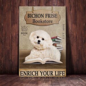 Bichon Frise Bookstore Company Canvas