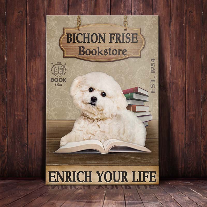 Bichon Frise Bookstore Company Canvas Bichon Frise Bookstore Company Canvas