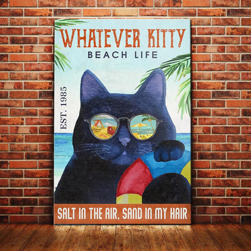 Black Cat Beach Life Canvas Black Cat Beach Life Canvas