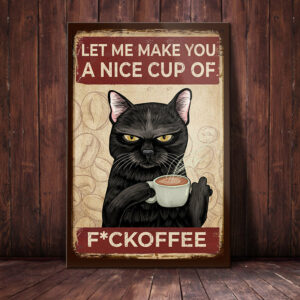 Black Cat Funny Coffee Canvas