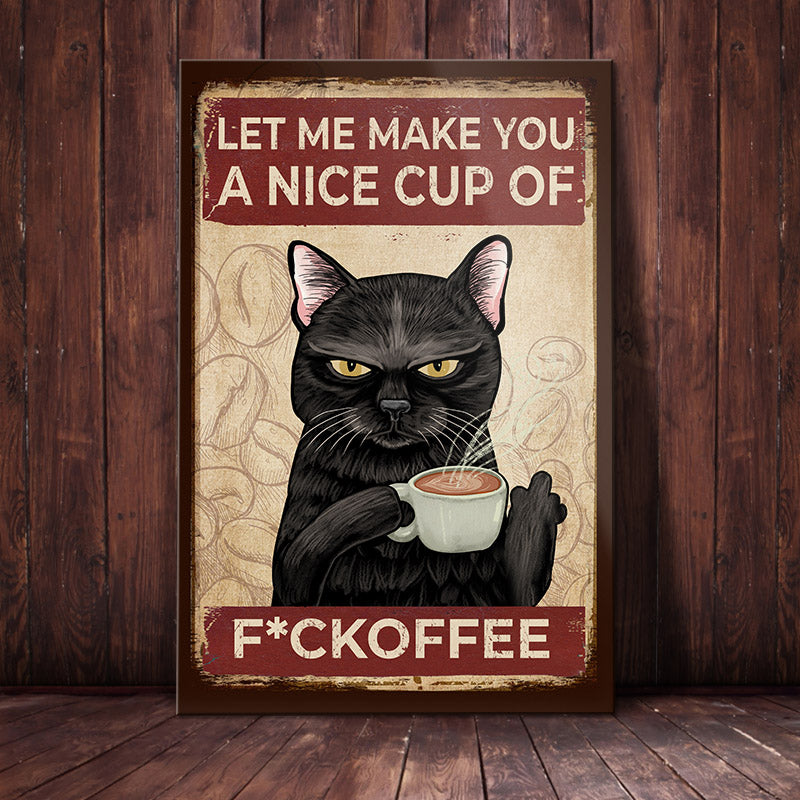 Black Cat Funny Coffee Canvas Black Cat Funny Coffee Canvas