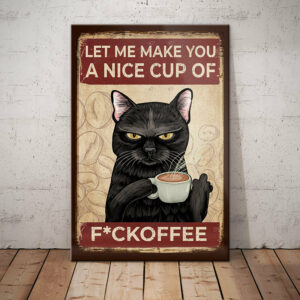 Black Cat Funny Coffee Canvas