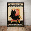 Black Cat Funny Furniture Canvas