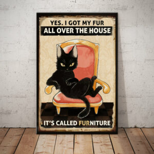 Black Cat Funny Furniture Canvas